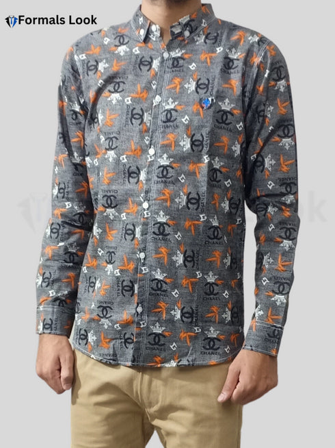 Casual Shirts Orange and Black Check